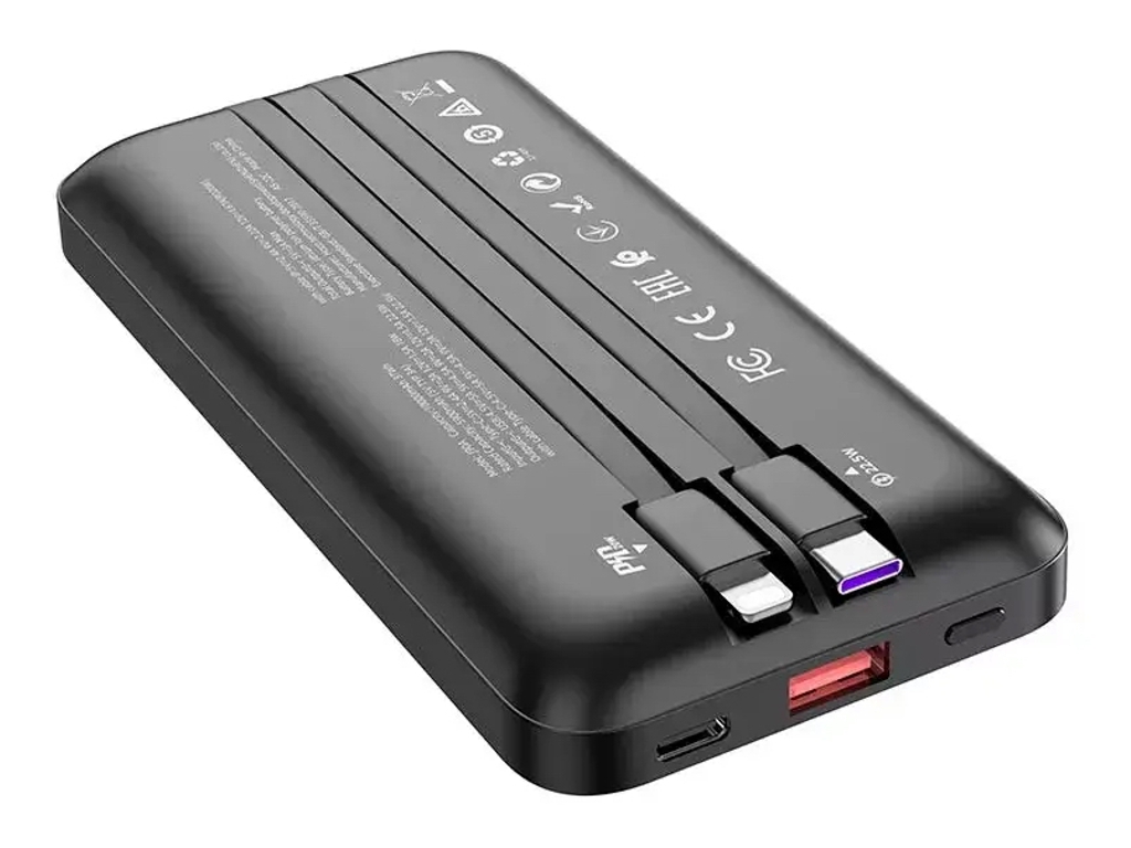 Повербанк с кабелем J90A PD22.5W+PD20W 10-Ah, Hoco 67448 Black