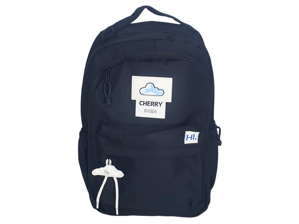 Рюкзак шкільний з блискавкою Cherry Bomb з нашивками та підвіскою, мікс кольорів