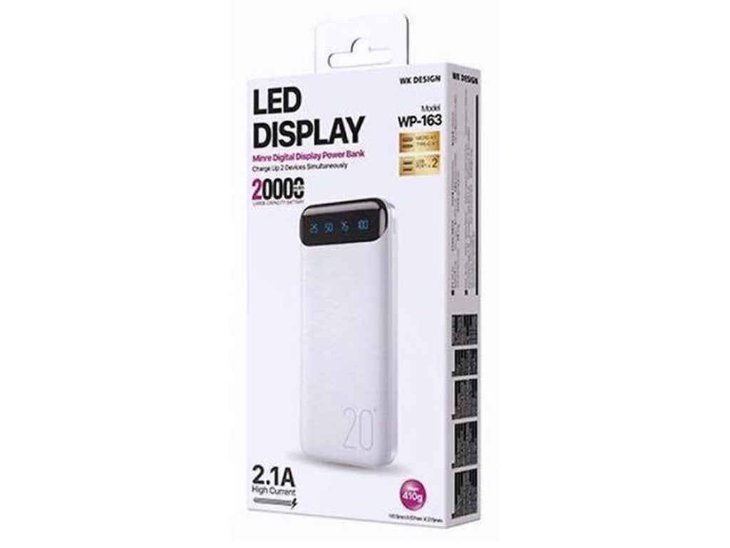 Повербанк WP-163 2.1A 20m-An, WK Design 3542 White