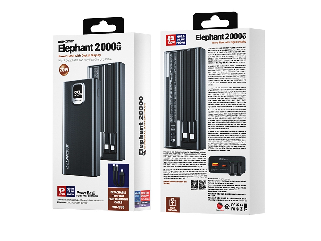 Повербанк WP335 PD22.5W 20m-An, WK Design 3175 Black