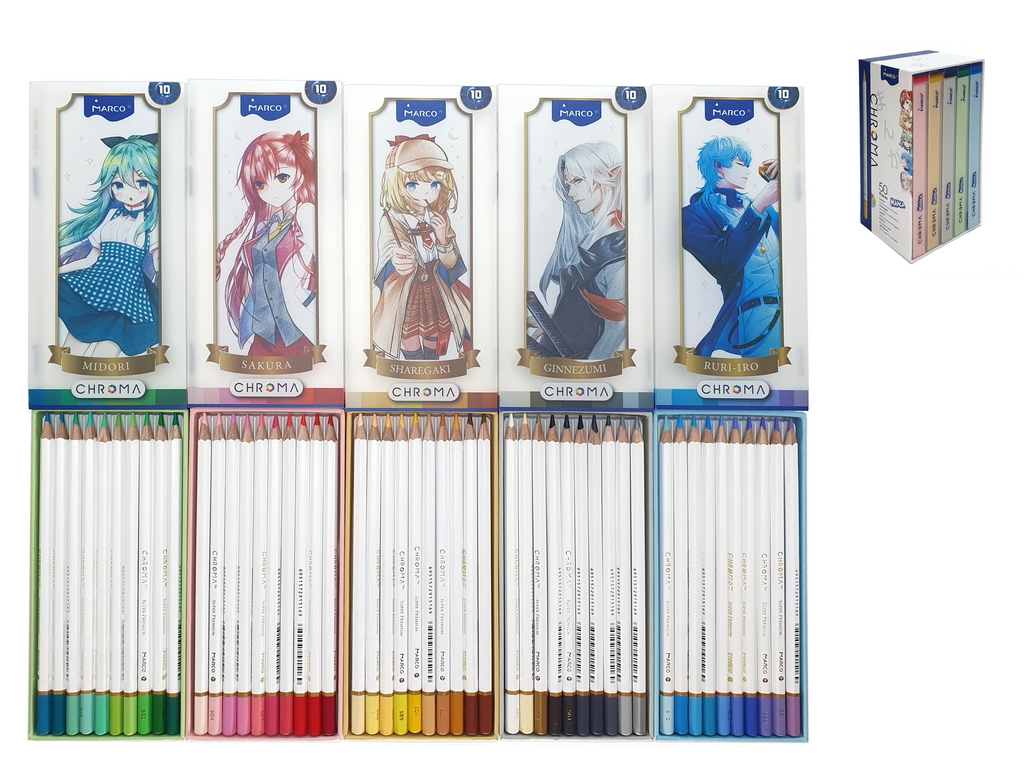 Карандаши шестигранные 50 цветов Chroma. Marco 2552-50CB MANGA
