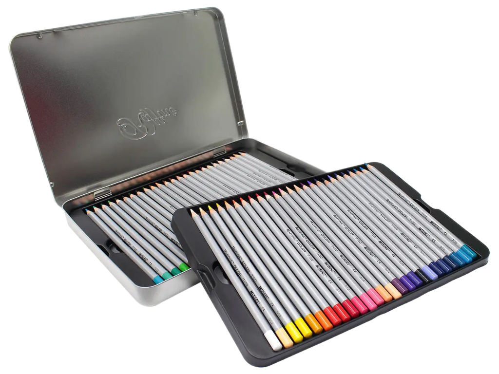 Набір кольорових олівців 50 кольорів Raffine в металевій коробці. Marco 7100-50TN