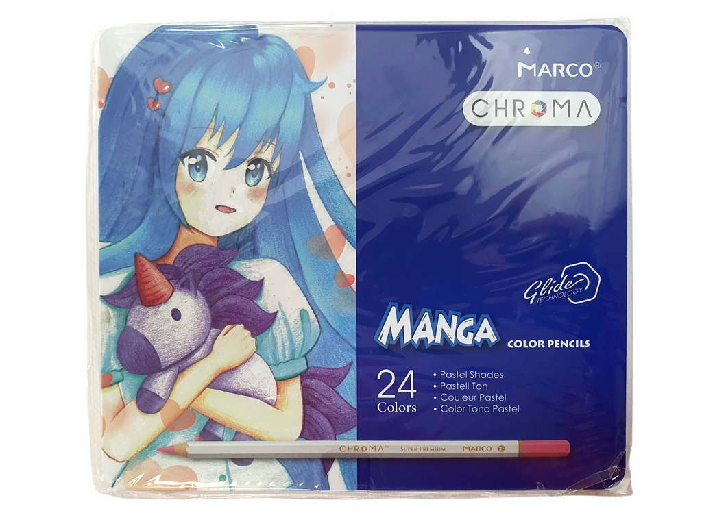 Карандаши шестигранные 24 цвета в металлическом пенале Chroma. Marco 8550-24TN