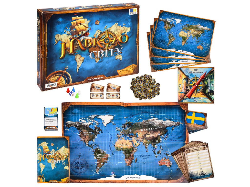 Настольная игра "Вокруг света" 30110, приключенческая, 6+, Strateg