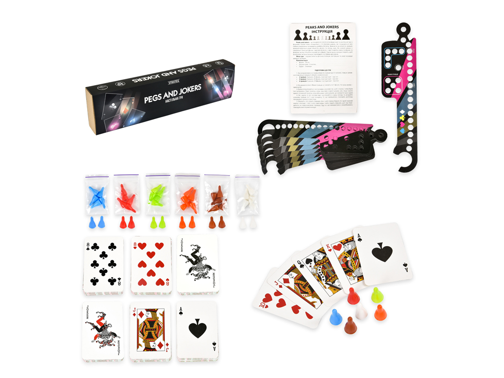 Настільна гра Pegs and Jokers, 42.5 см, картки та фішки, Strateg