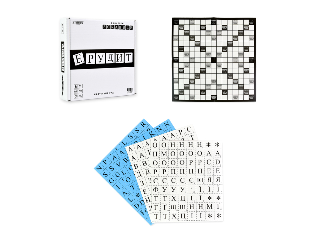 Настольная игра словесная Эрудит черно-белый, сложение слов, Strateg