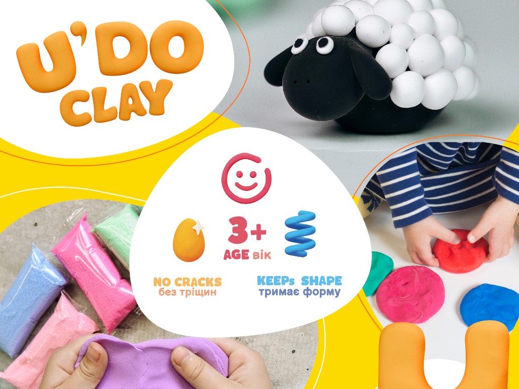 Воздушная масса для творчества U'DO Clay, 24 брикета, 1х10гр., Strateg