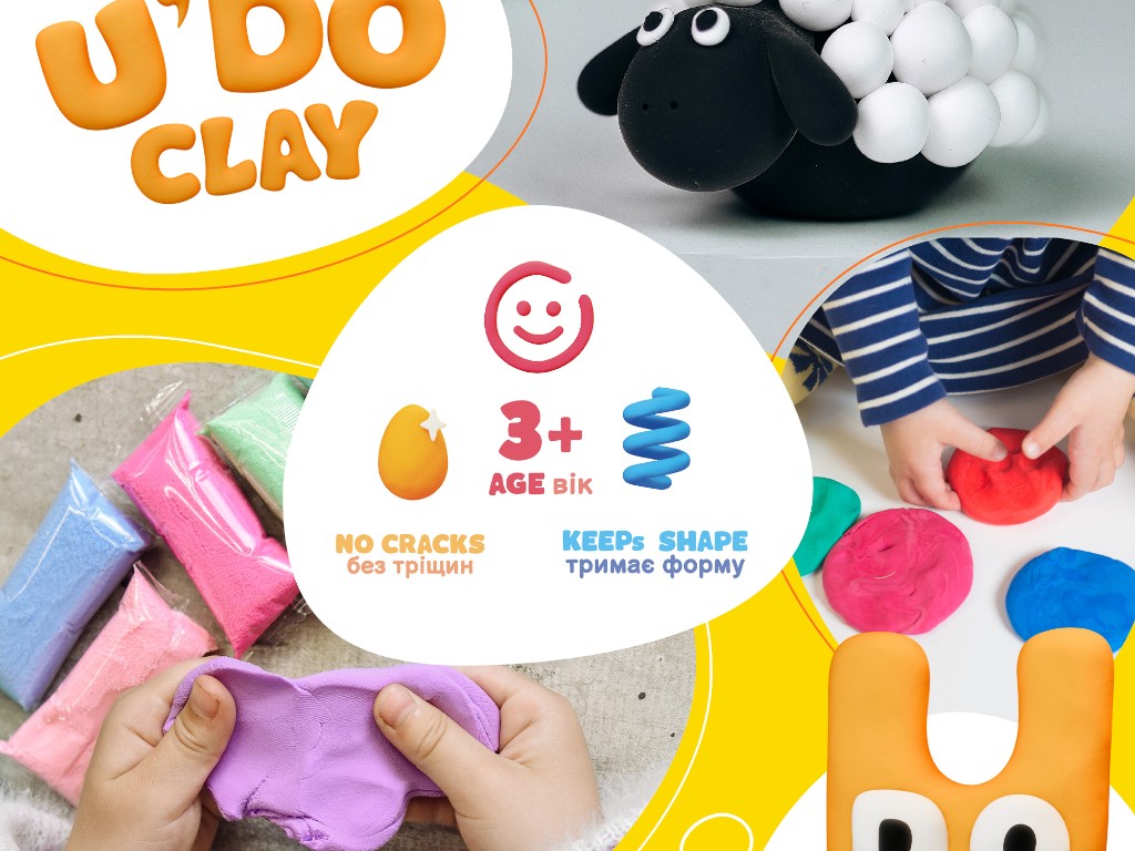 Воздушная масса для творчества U'DO Clay, 20 брикетов, 1х10гр., Strateg