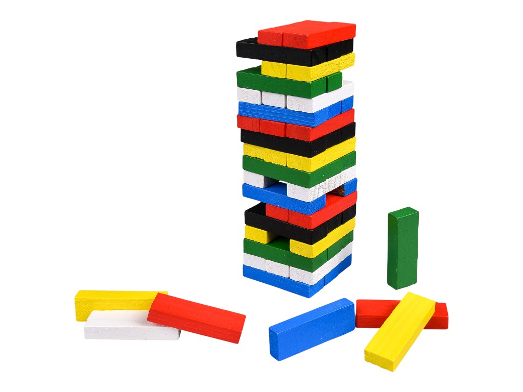 Игра настольная баланс Tower Mini, деревянная башня 18 см, с кубиком, Strateg