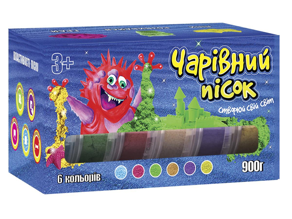 Кинетический песок LUX Magic sand, набор 6 цветов по 150гр, Strateg