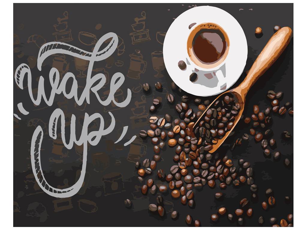 Картина по номерам на черном фоне "Wake up", 40х50, Strateg
