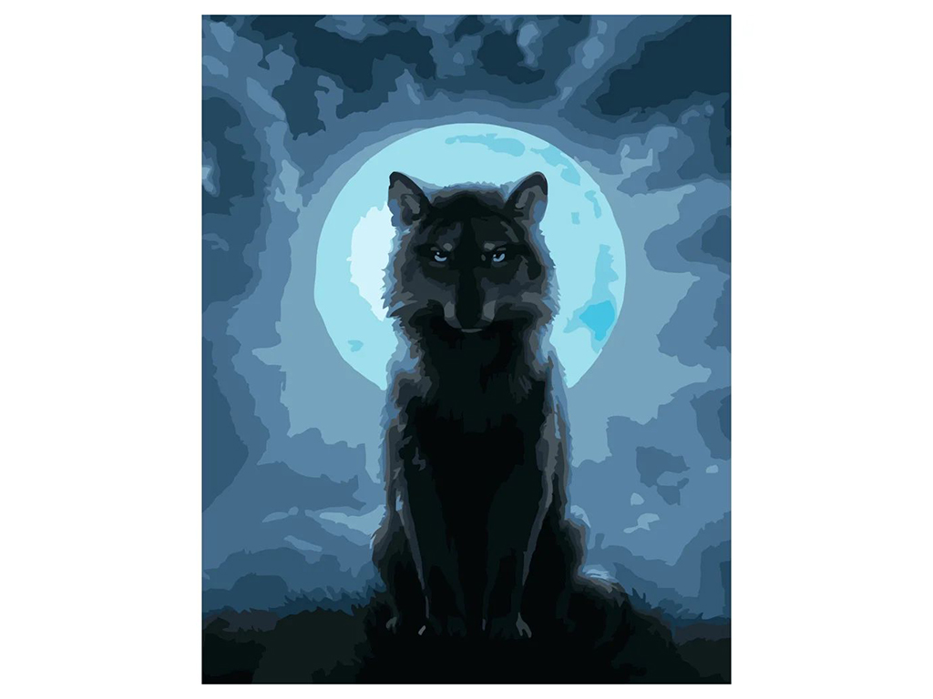 Лунный силуэт волка