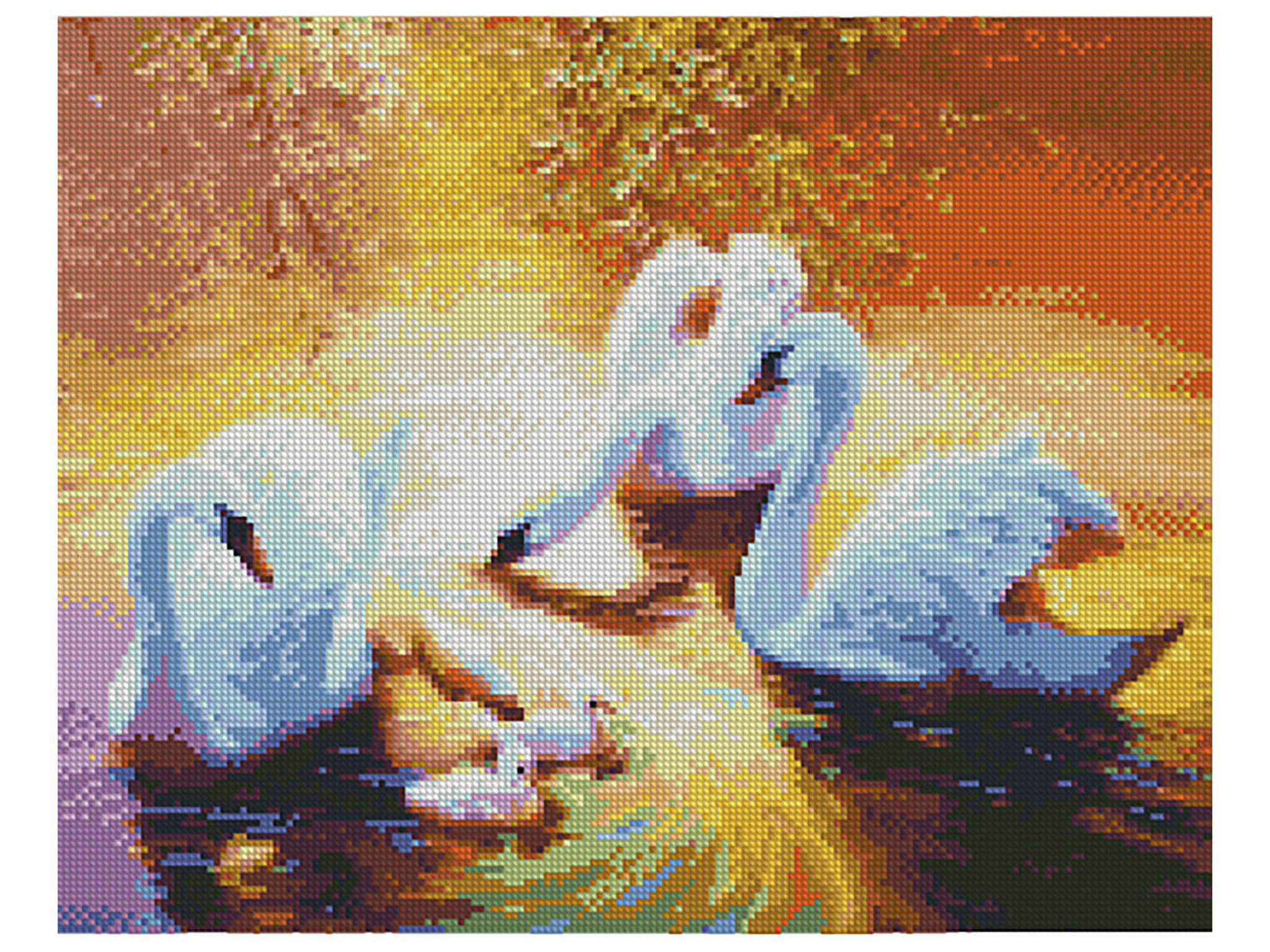 Алмазная картина Лебеди на закате в пруду 40х50 см. Strateg FA20142