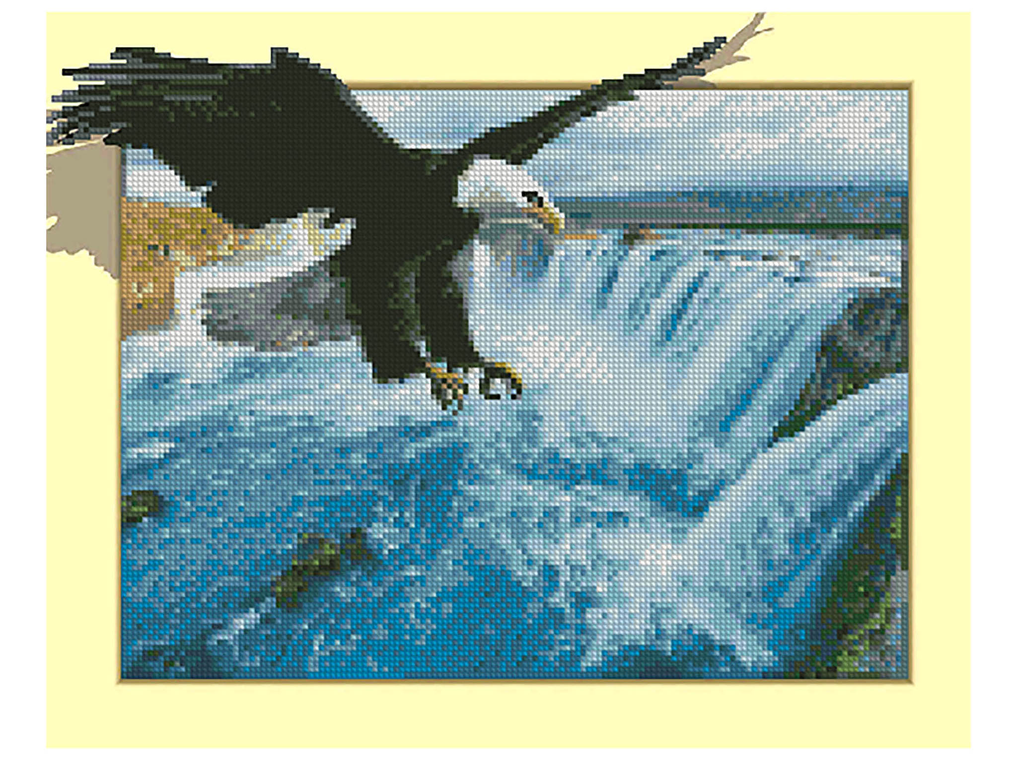 Алмазна картина Орел і водоспад 40х50 см. Strateg FT30073