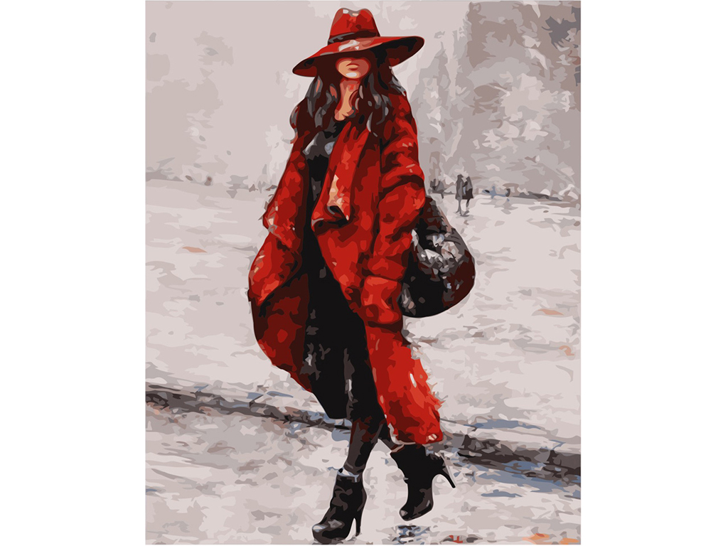 Набор для росписи по номерам Женщина в красной шляпе 40х50 см. Strateg VA-0044
