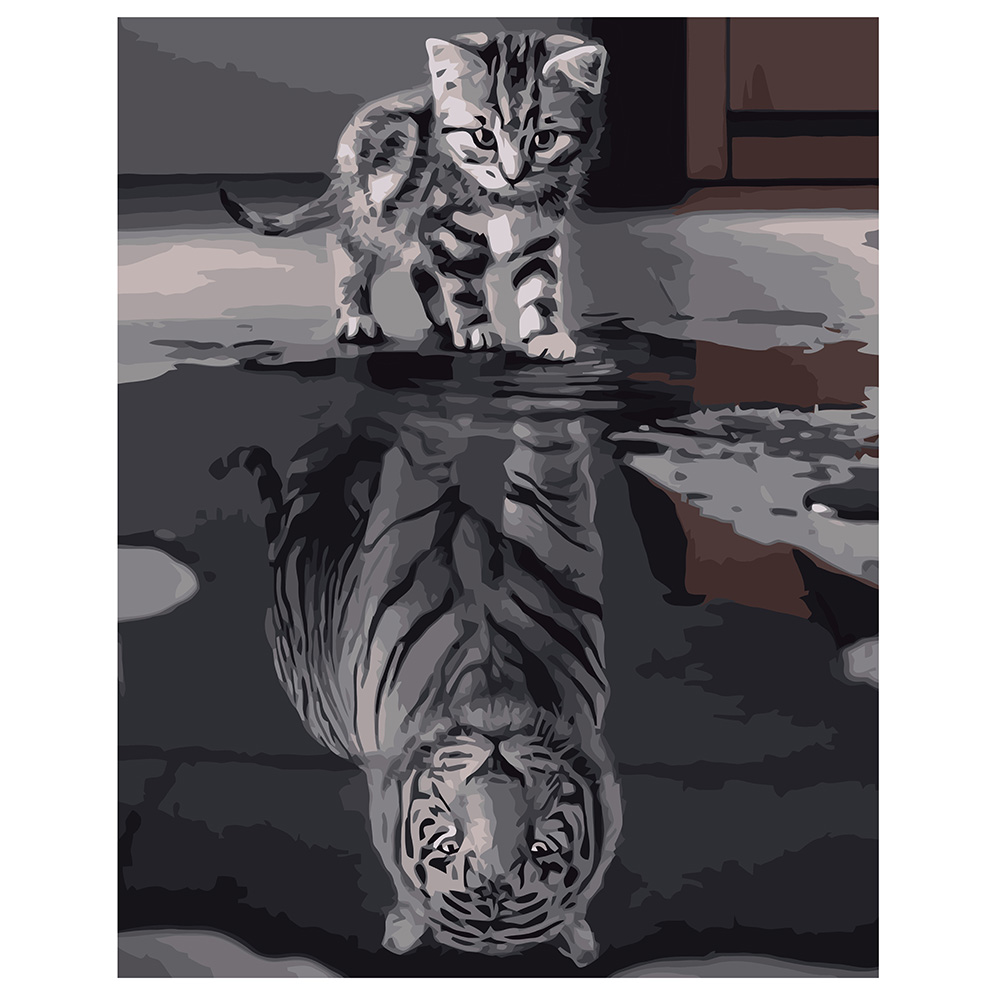 Набор для росписи по номерам Кот и тигр 40х50 см. Strateg VA-0500