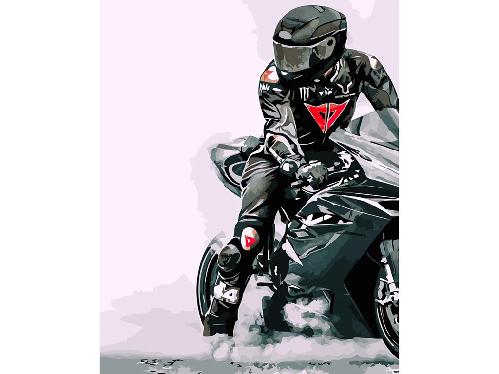 Набор для росписи по номерам Мотоциклист 40х50 см. Strateg VA-3373
