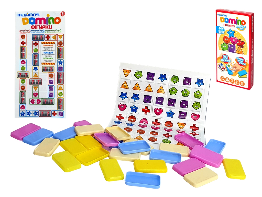 Развивающая игра Домино фигурки creative set, наклейки. Maximus 5488