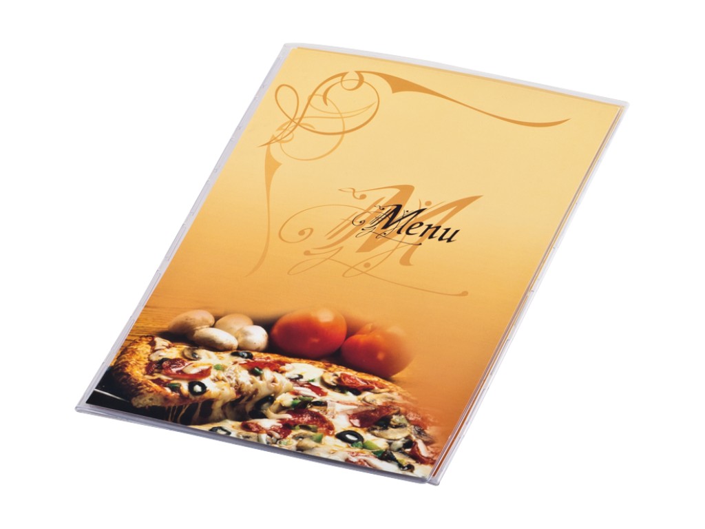 Папка МЕНЮ A4 PIZZA прозора на три сторони з малюнком піци