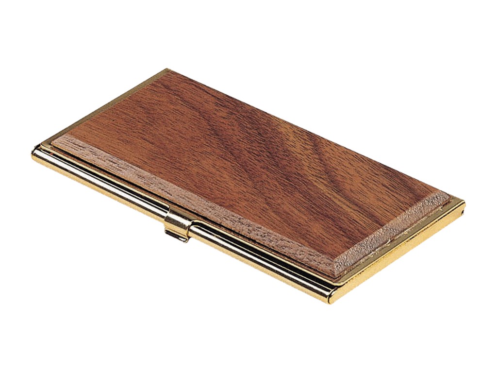 Футляр металевий для візиток горіхове дерево, 94×59×8 мм