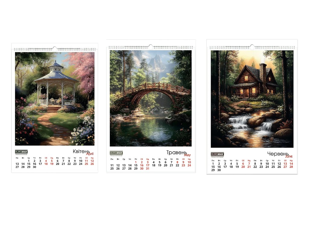 Календар настінний Buromax  Fairytale landscapes 2026, А2, на 1 пружину