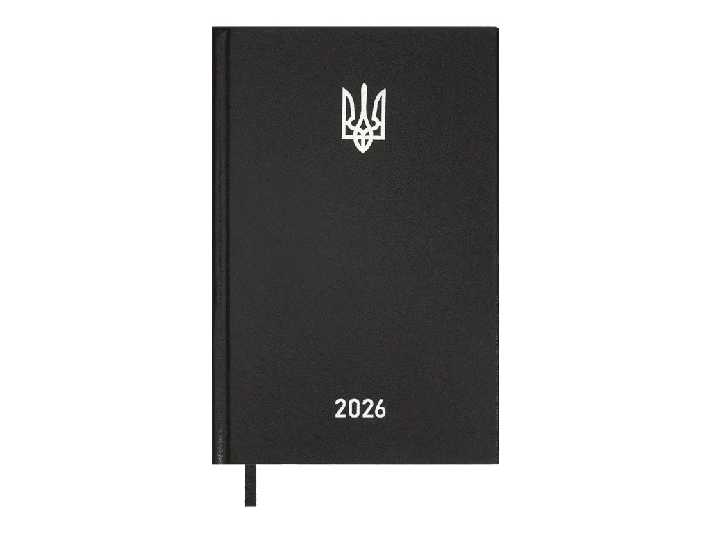 Ежедневник датированный на 2026 год, A5, 320 листов, твердый бумвиниловый переплет, черный
