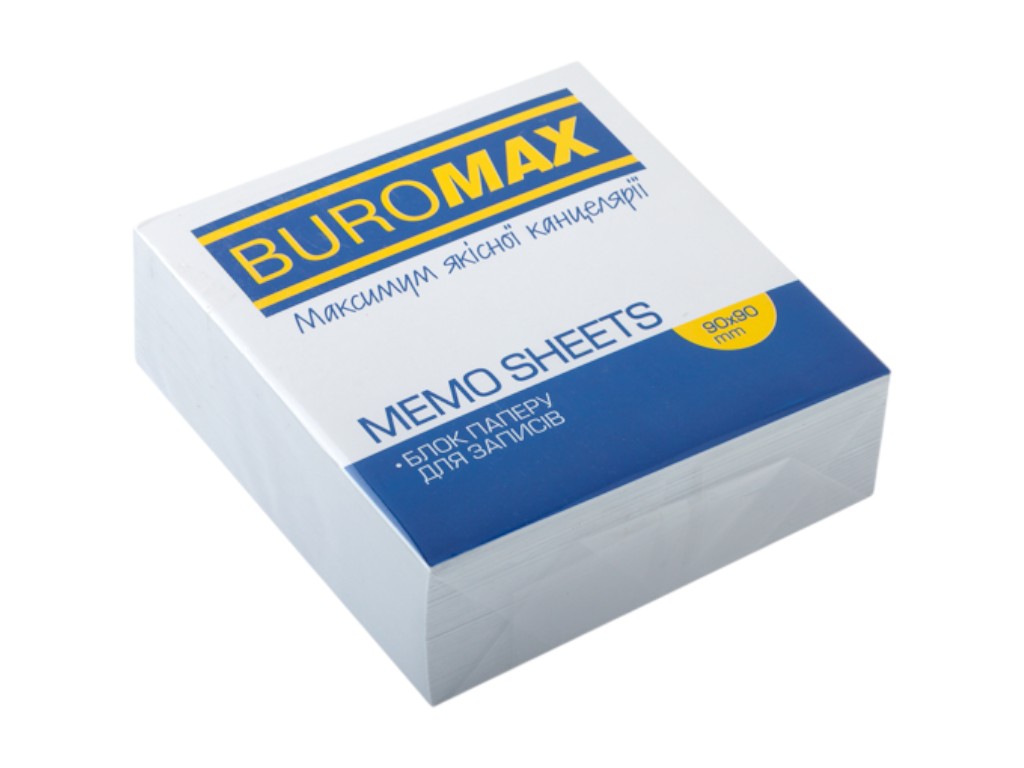 Блок белой бумаги для заметок JOBMAX 90х90х30мм., стекло, Buromax BM.2208