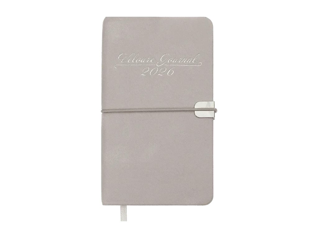 Еженедельник датированный Velour 2026, 85×153 мм, 128 страниц, светло-серый, Buromax