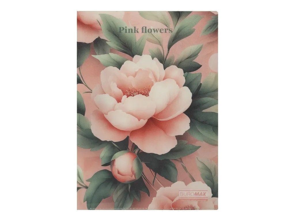 Папка-уголок с дизайном Pink flowers, A4, пластик 180 мкм