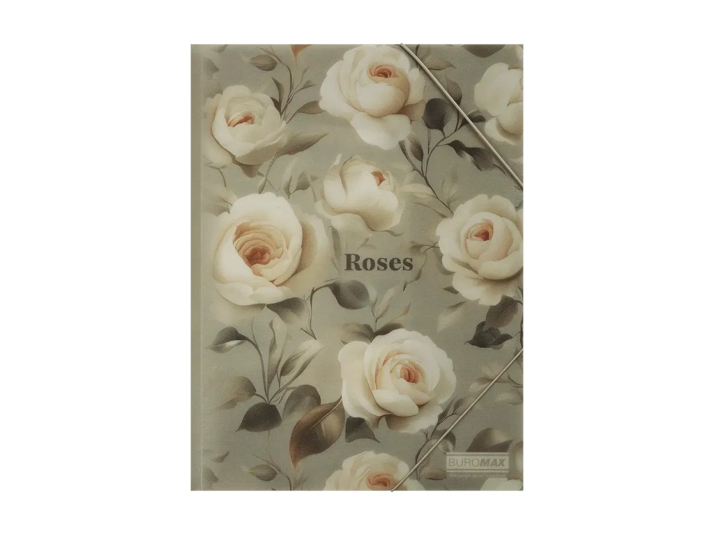 Папка на резинках A4 из матового пластика, дизайн Roses бежевый