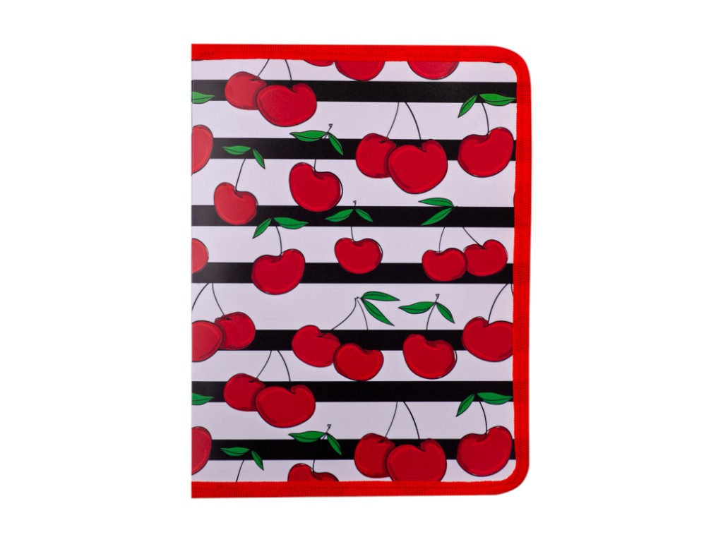 Папка-конверт на молнии BUROMAX CHERRY, B5, 280×210 мм, красная с вишенками