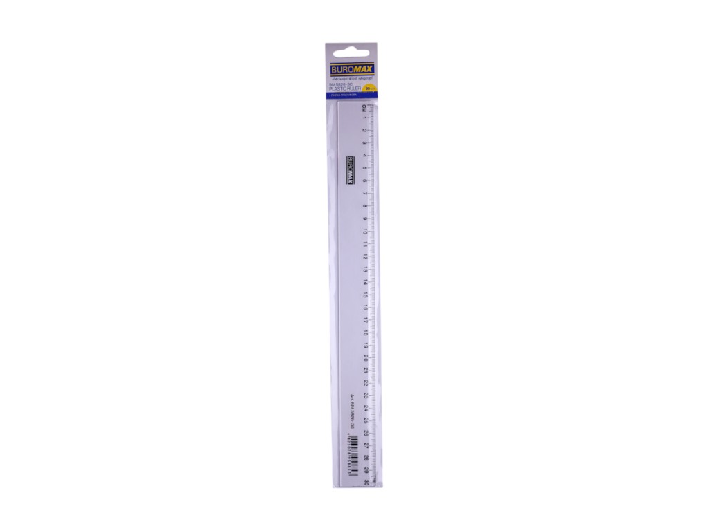 Линейка пластиковая BUROMAX, 30 см, прозрачная