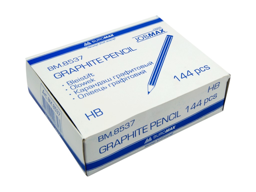 Карандаш графитовый JOBMAX, HB, без резинки, желтый корпус