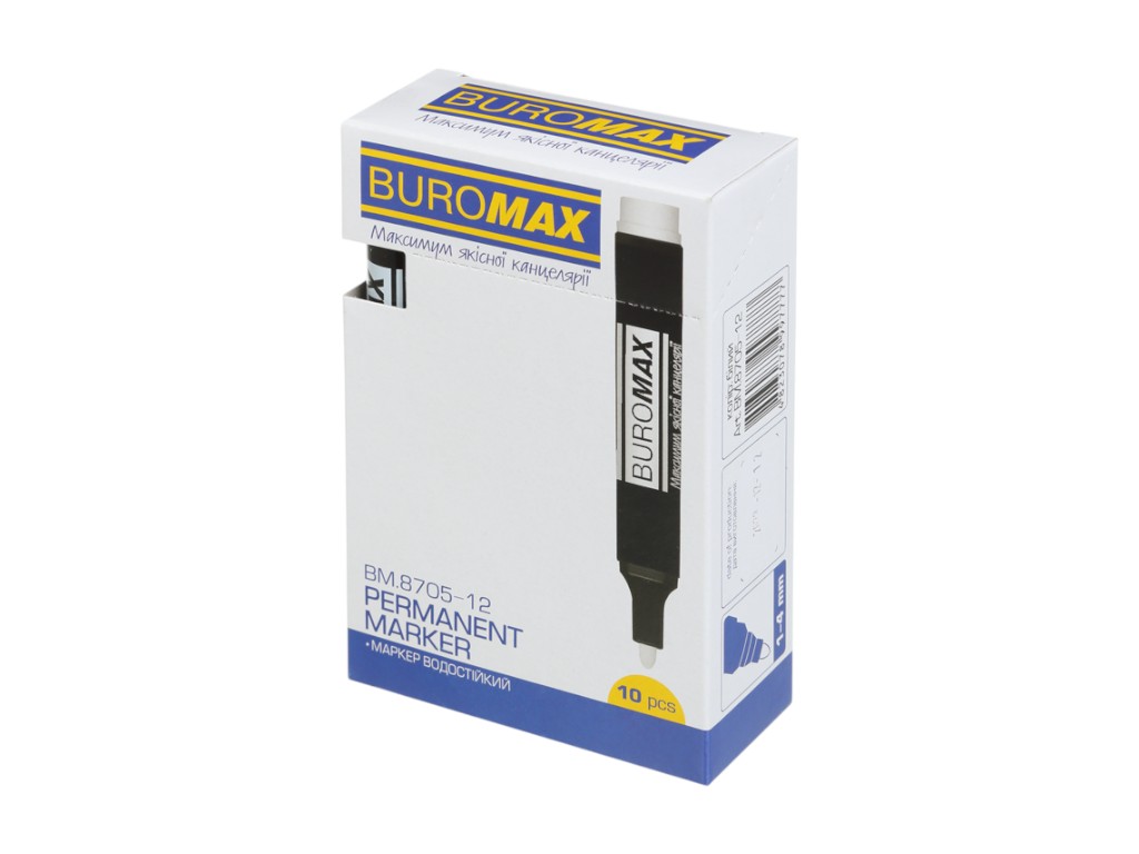 Маркер перманентный белый, куполообразный наконечник 1-4 мм, водостойкий