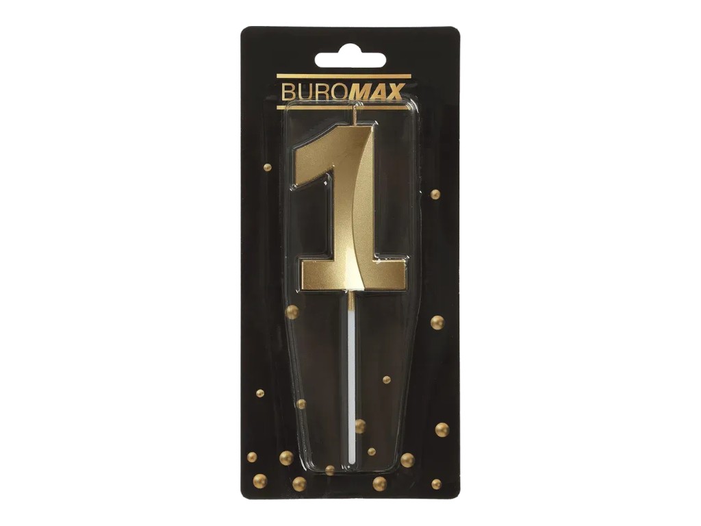 Свеча для торта цифра "1", золотая, Buromax