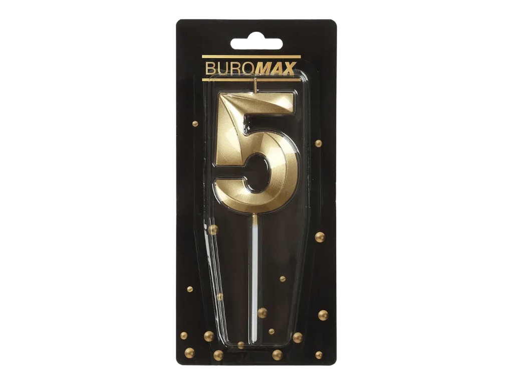 Свічка для торта цифра "5", золота, Buromax