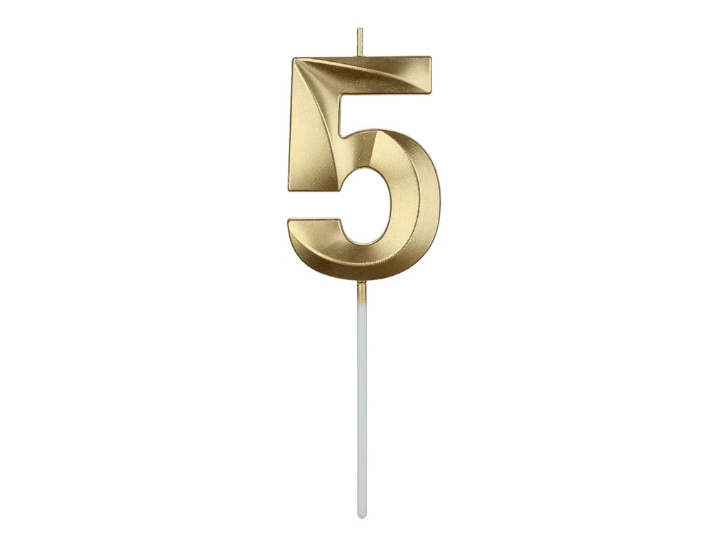 Свічка для торта цифра "5", золота, Buromax