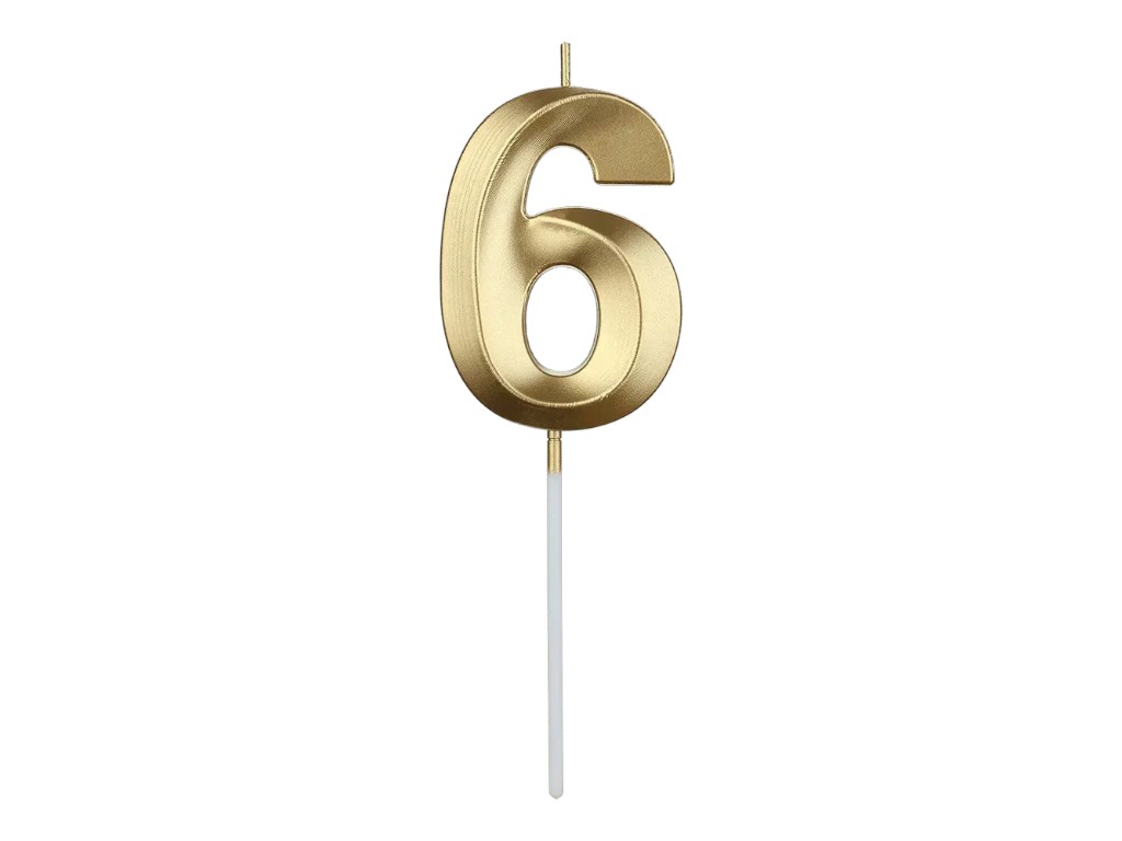 Свічка для торта цифра "6", золота, Buromax