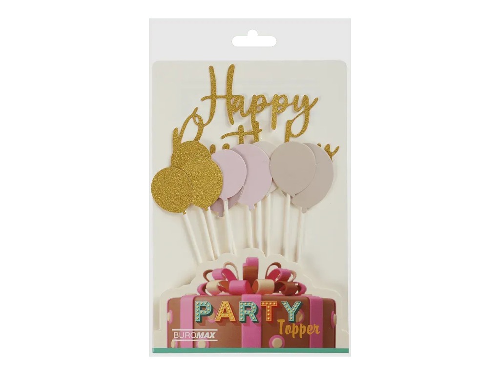 Набор топеров "Happy birthday", 10 шт., Buromax, микс цветов