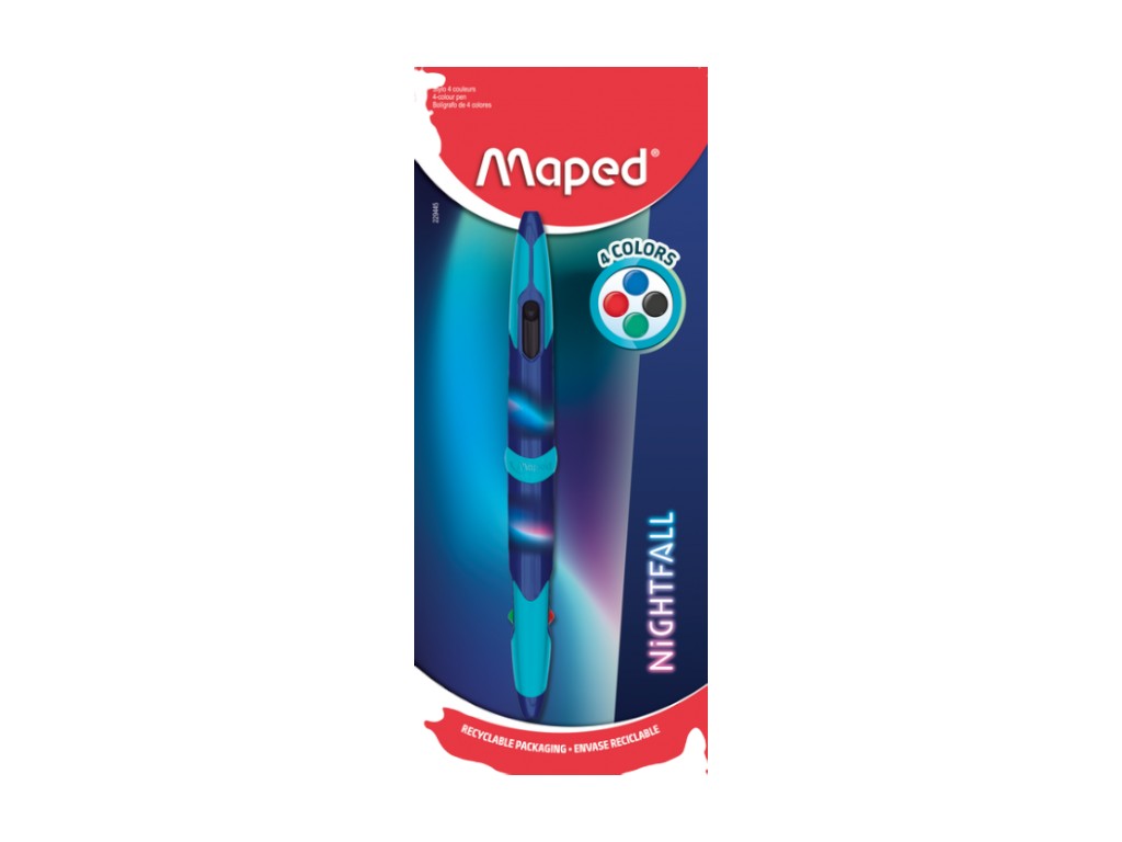 Ручка шариковая Maped NIGHTFALL 4 цвета, 07 мм
