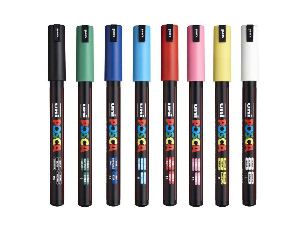 Набор маркеров uni POSCA, 0,7мм, 8шт, UNI PC-1MR 8C