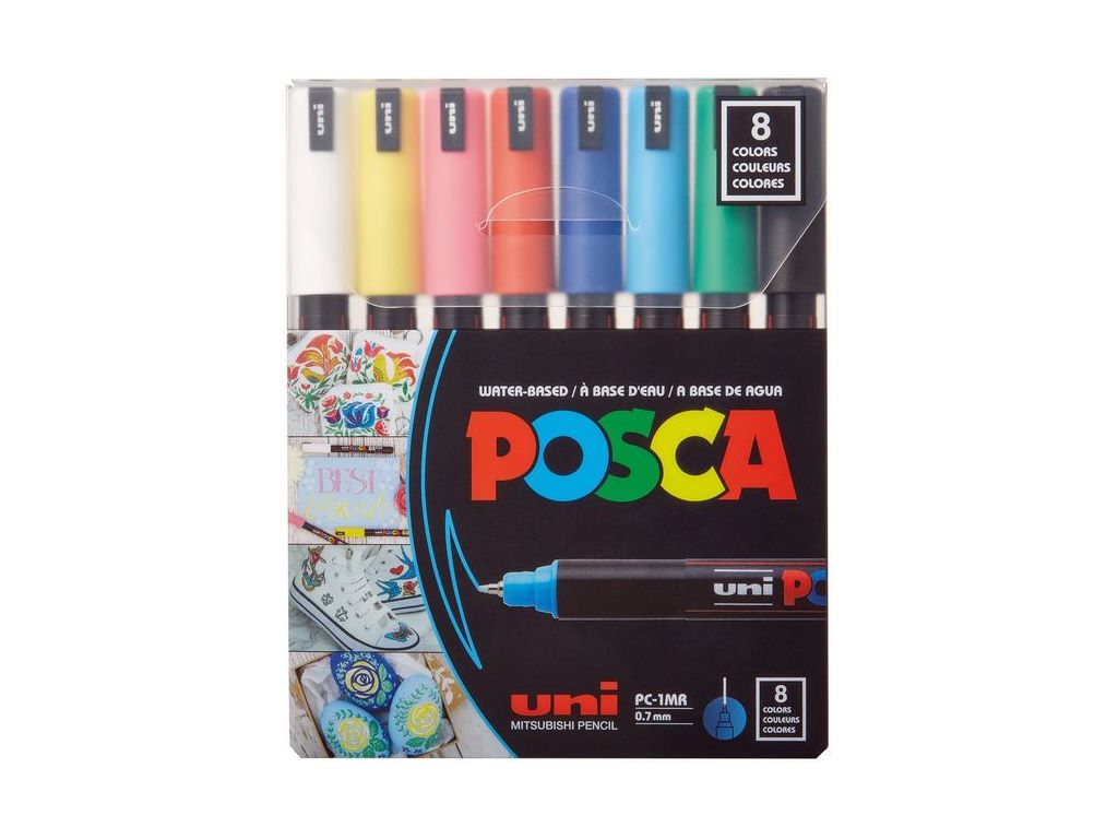Набор маркеров uni POSCA, 0,7мм, 8шт, UNI PC-1MR 8C
