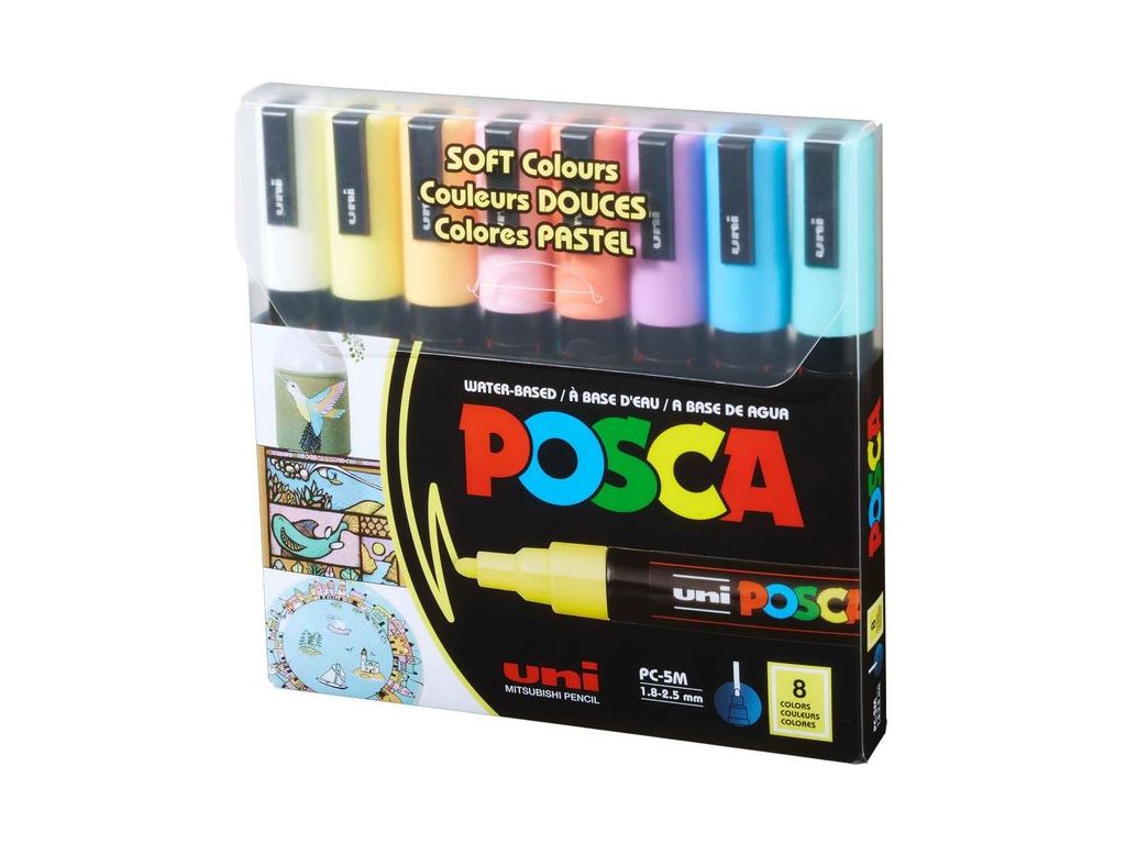 Набор маркеров uni POSCA Soft Color, 1,8-2,5мм, 8шт, UNI PC-5M SOFT COLOR 8C