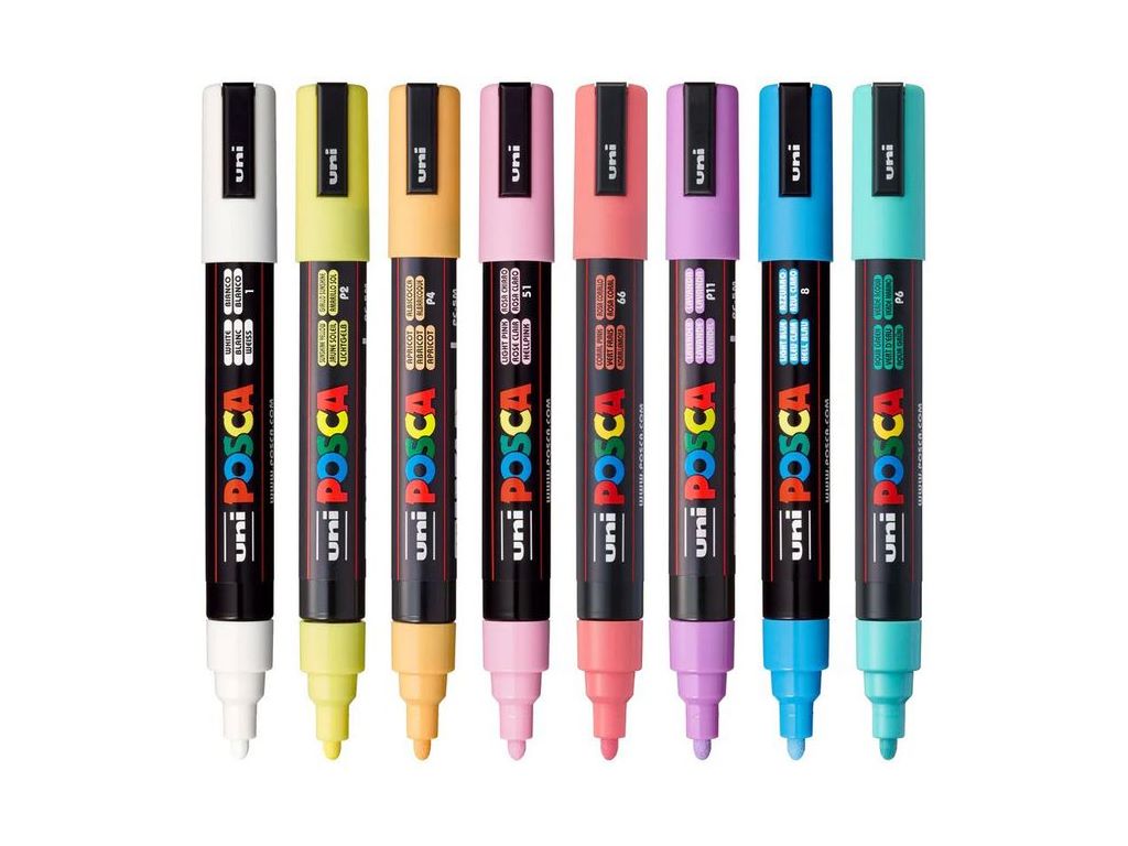 Набор маркеров uni POSCA Soft Color, 1,8-2,5мм, 8шт, UNI PC-5M SOFT COLOR 8C