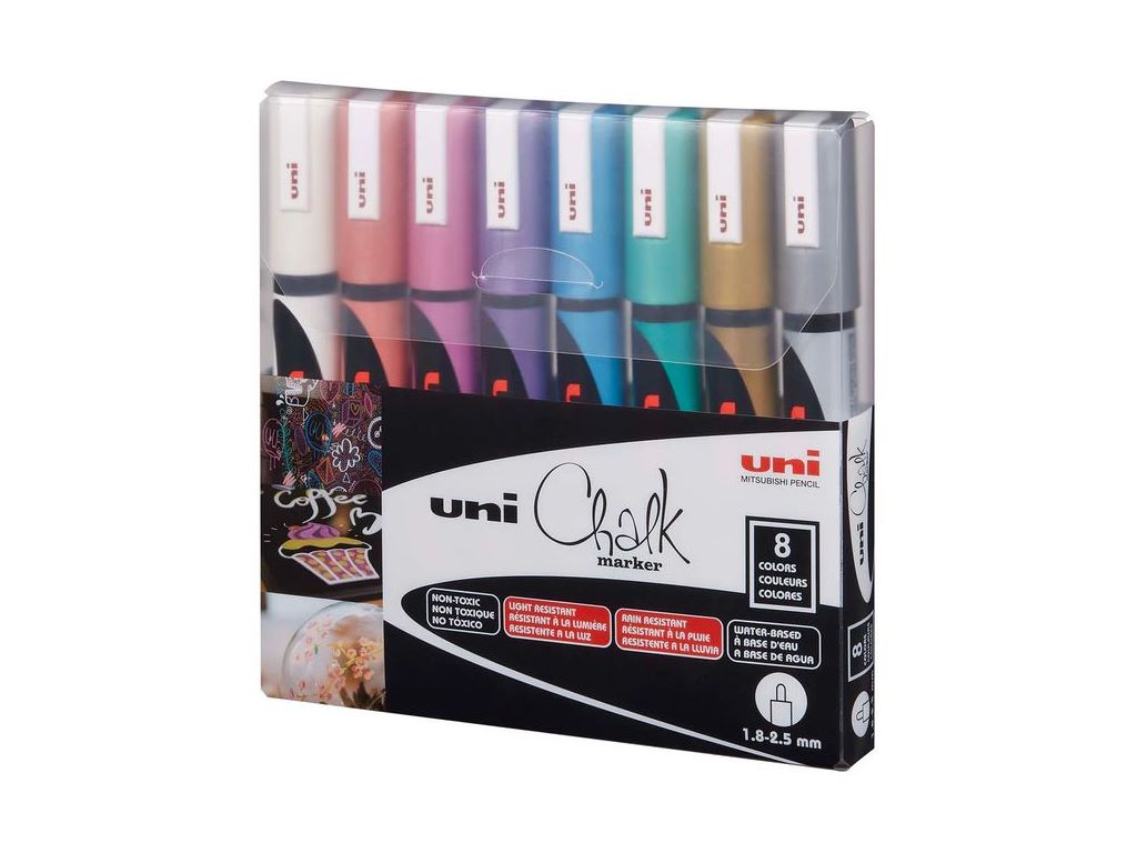 Набор маркеров uni POSCA Metallic Color, 1,8-2,5мм, 8шт, UNI PWE-5M METALLIC 8C