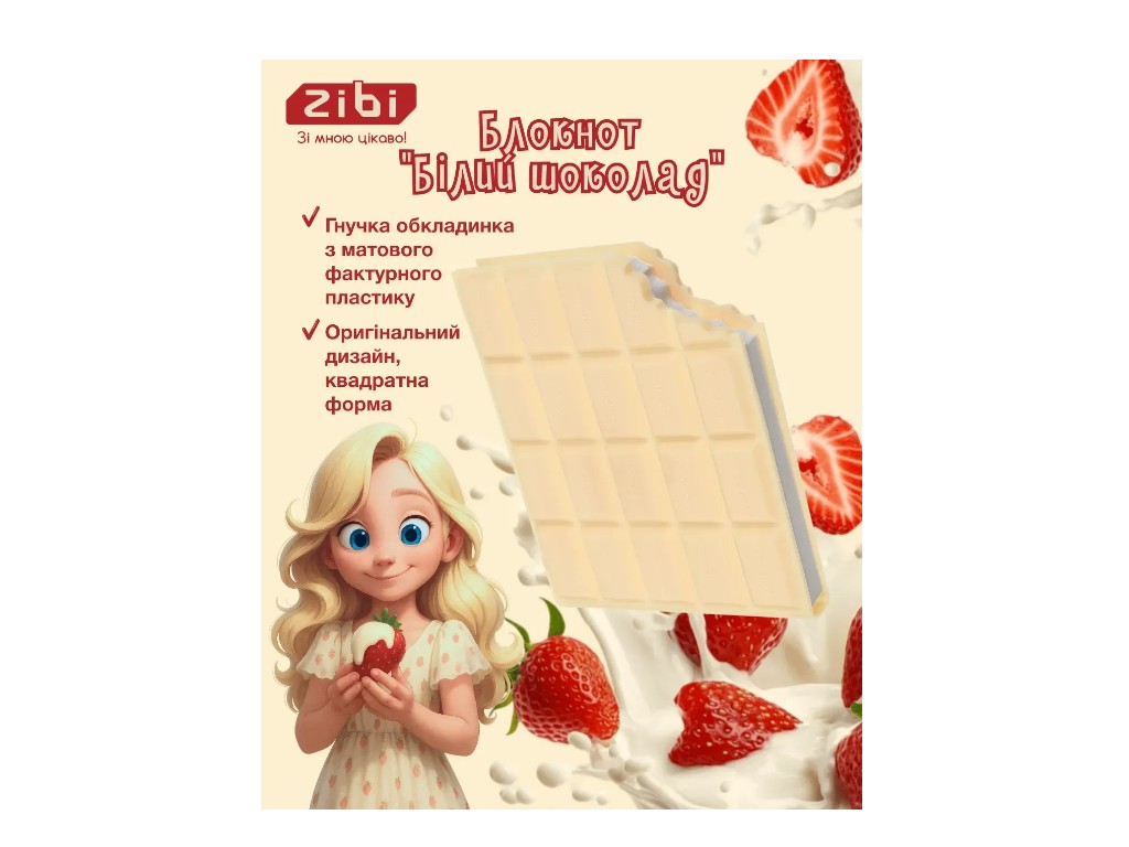 Блокнот нелінований White Chocolate, 90x90 мм, 80 аркушів, ароматизована Soft Touch обкладинка, ZiBi