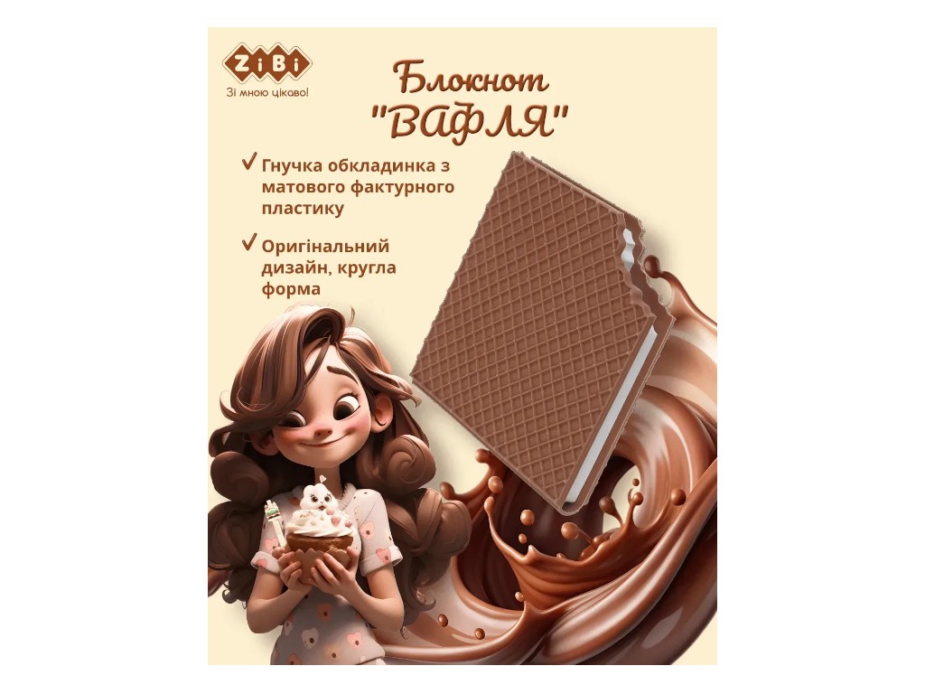 Блокнот нелінований Waffle, 90x90 мм, 80 аркушів, ароматизована Soft Touch обкладинка, ZiBi