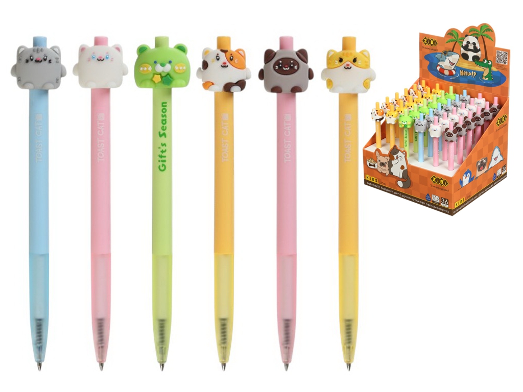 Ручка кулькова автоматична, BALL ANIMALS, 0,7 мм, синя, ZiBi ZB.2223 (ціна за 1шт)