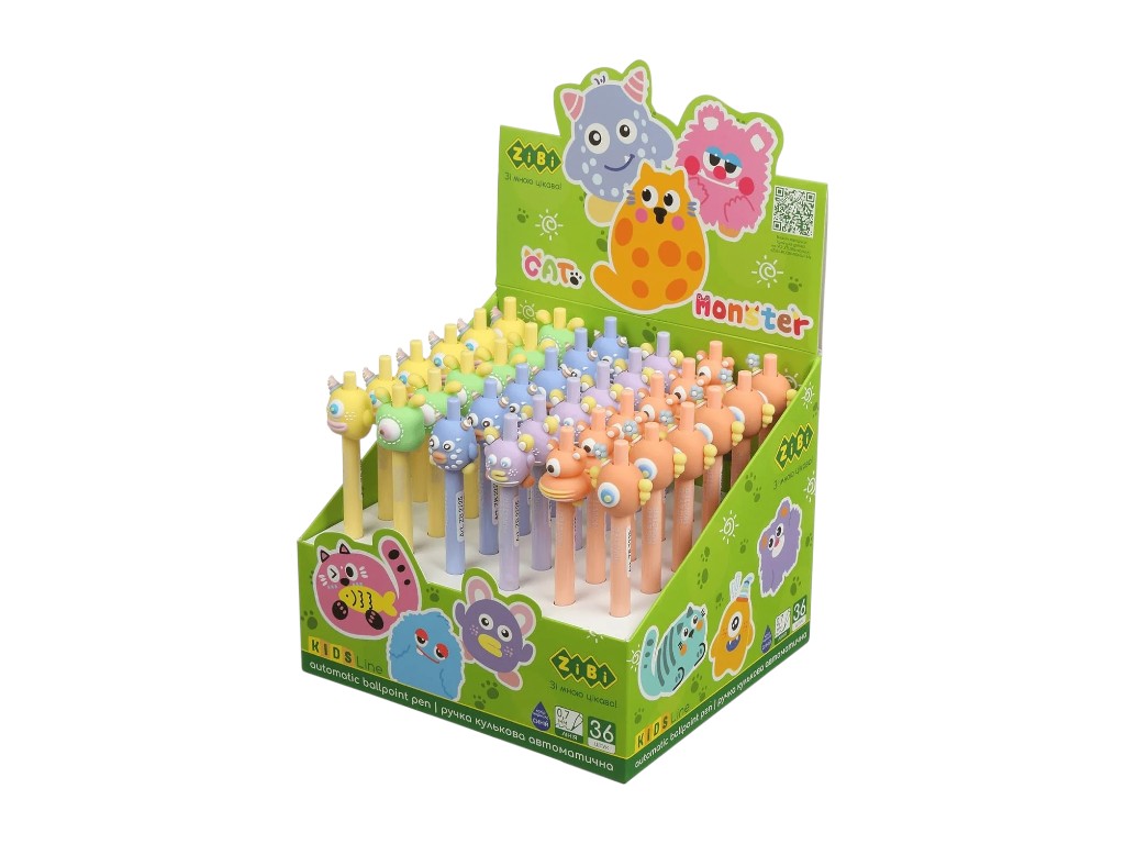 Ручка кулькова ZiBi Funny Monster 0.7 мм синя, ZB.2225, ZiBi