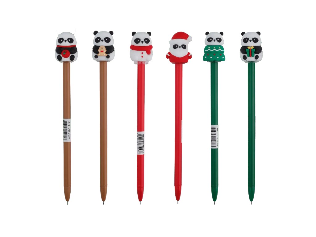 Ручка гелевая пиши-стирай CHRISTMAS PANDA 0,5 мм, стирает надпись, микс видов (цена за 1шт) ZiBi